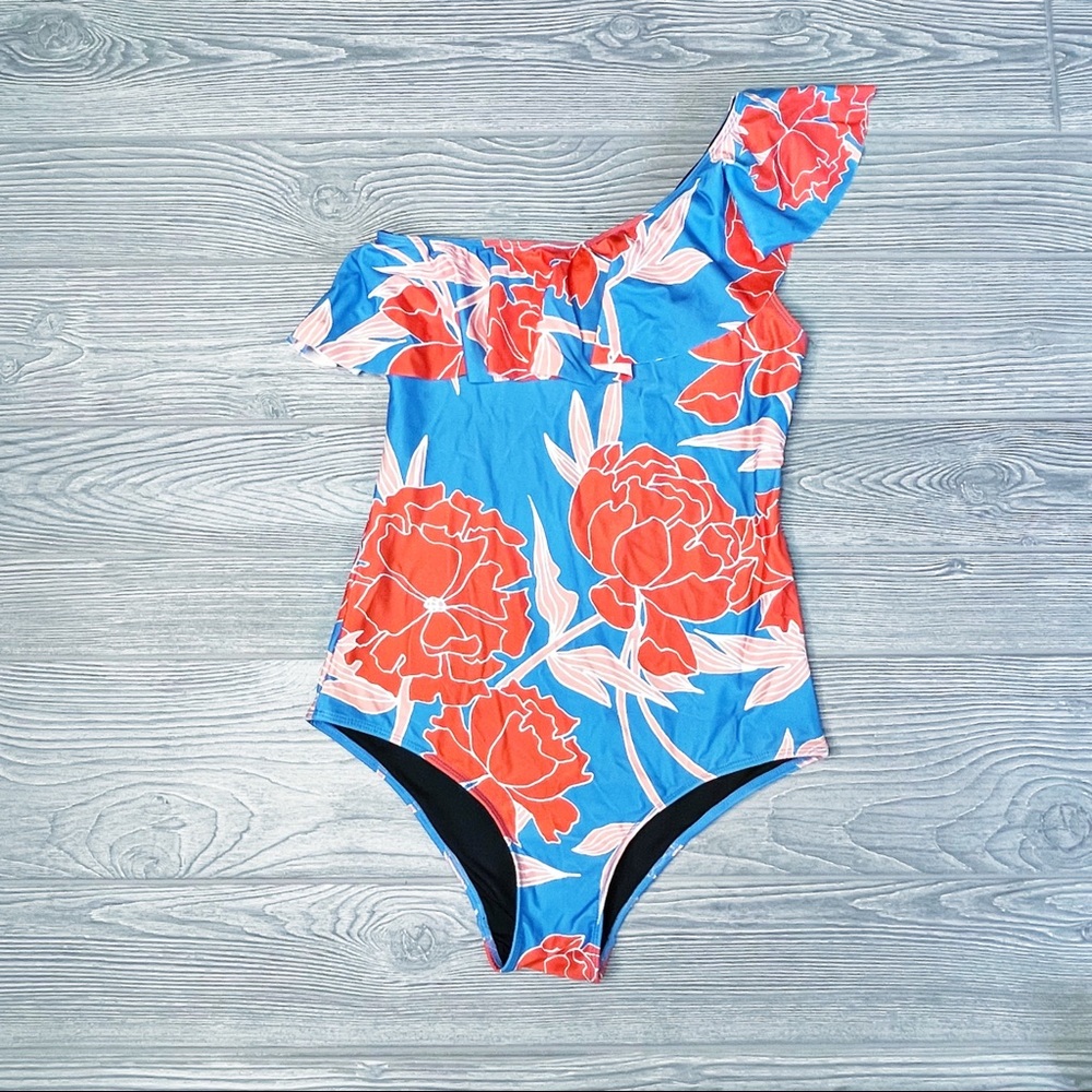 Mister Zimi One Shoulder Floral Swimsuit 8 NWOT - Picture 3 of 5
